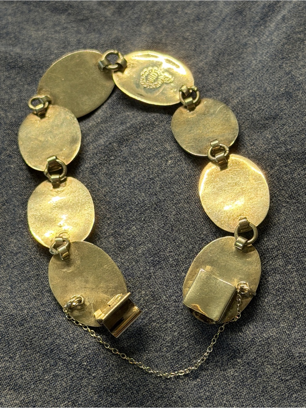 Vintage 1950s Taxco Mexico 925 Sterling Silver Multi Gemstone Link Bracelet - Picture 9 of 15